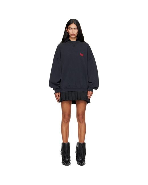 Balenciaga Blue Hybrid Laurel Dry Molleton Minidress