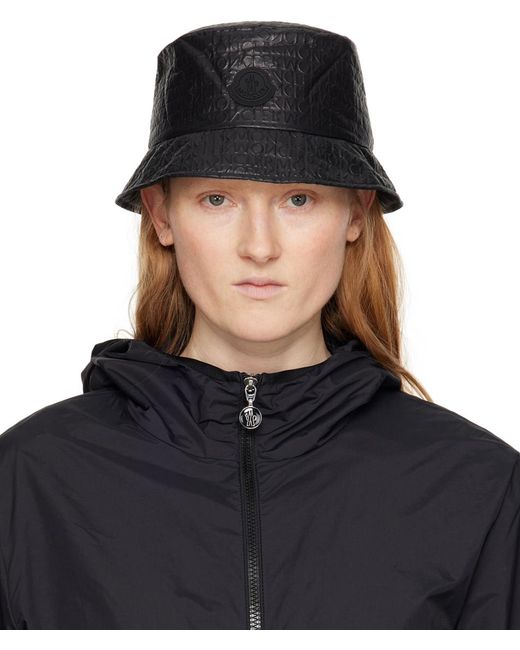 Moncler Black Embossed Bucket Hat