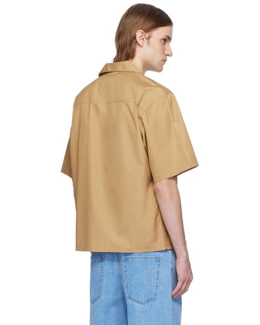 メンズ Marni タン Hidden Logo ポプリン ボウリングシャツ Blue