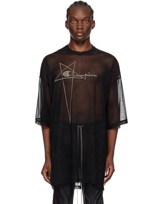 Rick Owens Black Champion Edition Tommy T-Shirt for men