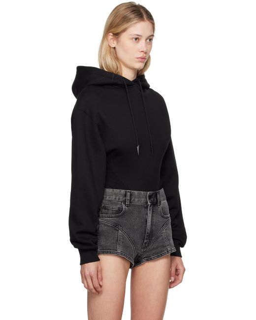 Mugler Black Hoodie Bodysuit