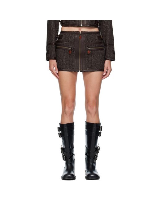 R13 Black Stitched Details Miniskirt