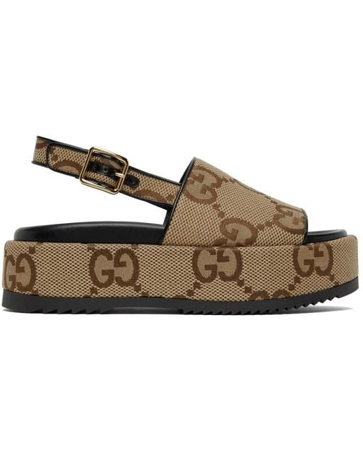 Gucci Black Brown gg Platform Sandals