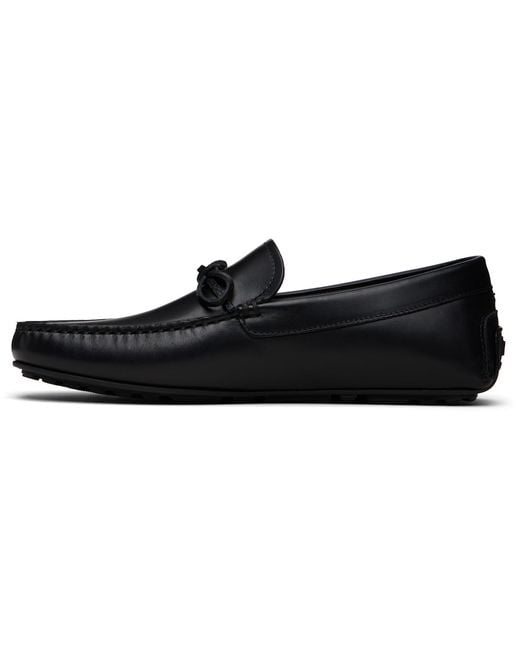 Boss Black Bow-Trim Driver Loafers for men