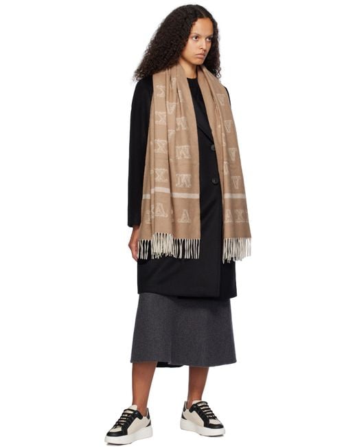 Max Mara Natural Tan Wsklause Scarf