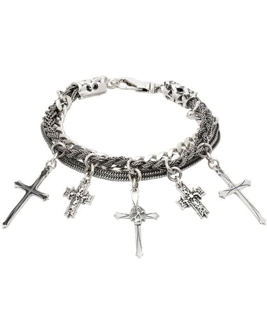 Emanuele Bicocchi Black Cross Charm Bracelet for men