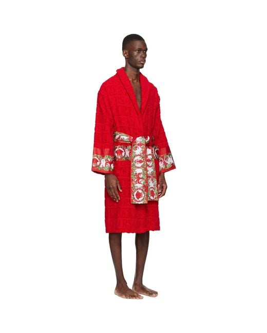 Versace Red 'i Love Baroque' Bathrobe for men