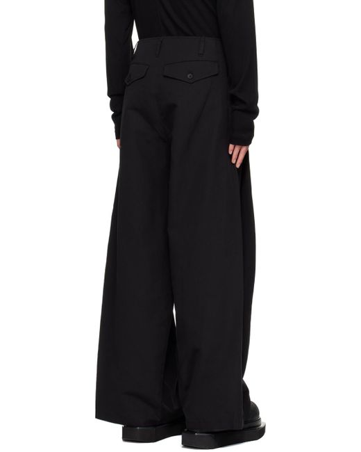 Julius Black Side Tuck Wide Trousers for men