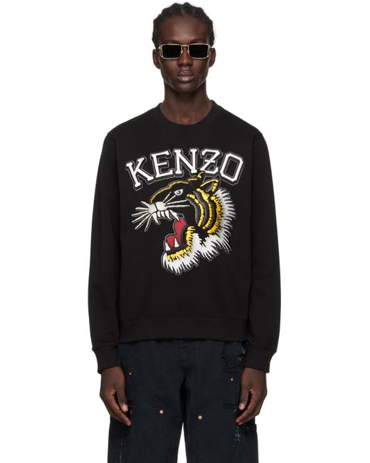 KENZO Black Paris Tiger Varsity Sweatshirt for men