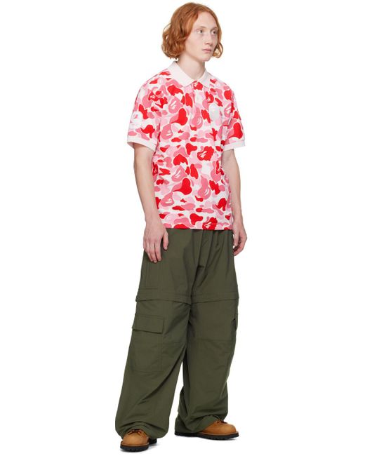 A Bathing Ape Red Abc Camo Large Ape Head Polo for men