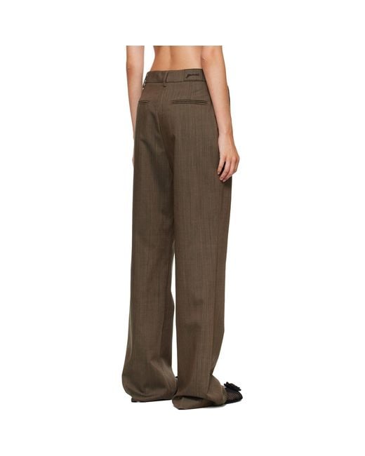 Ganni Brown Wool Melange Trousers