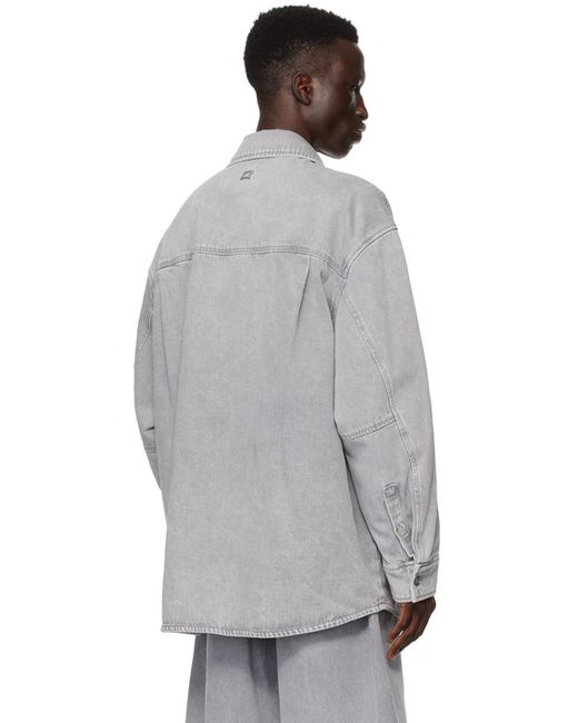 Chemise grise en denim à poches plaquées Wooyoungmi pour homme en coloris Black