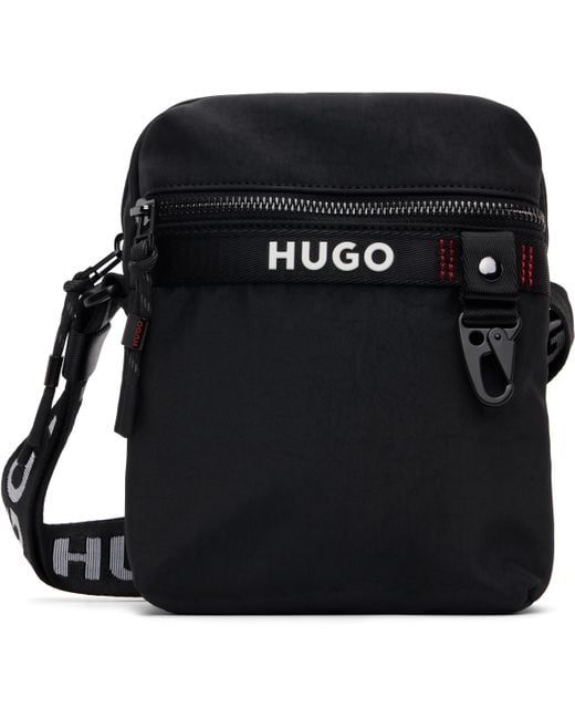メンズ HUGO ブラック ジッパー バッグ Black