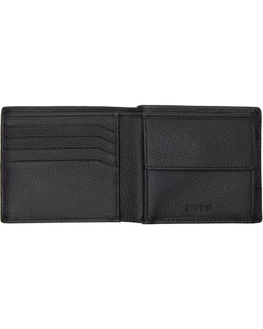 HUGO Black Stacked-Logo Trim Wallet for men