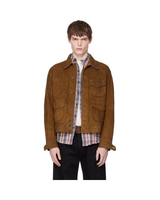 RRL Brown Tan Roughout Suede Jacket for men