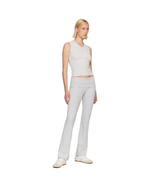 Skims Gray Cotton Jersey Foldover Lounge Pants