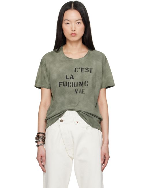 R13 グリーン 'C'Est La Fucking Vie' Boy Tシャツ Green
