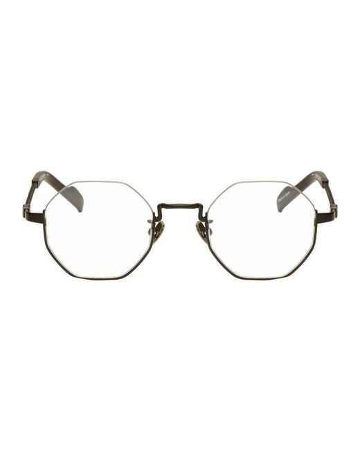 Yohji Yamamoto Black Hexagonal Glasses for men