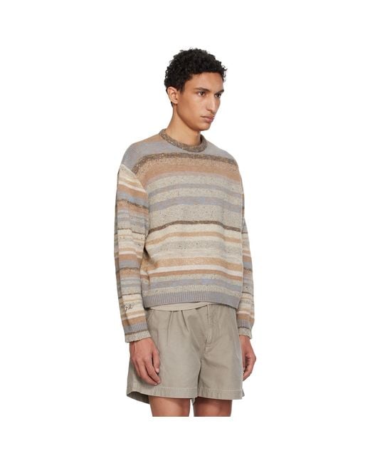 ERL Brown Striped Knit Crewneck for men