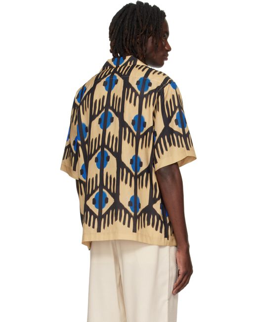 Commas Multicolor Geometric Print Silk Camp Collar Shirt for men