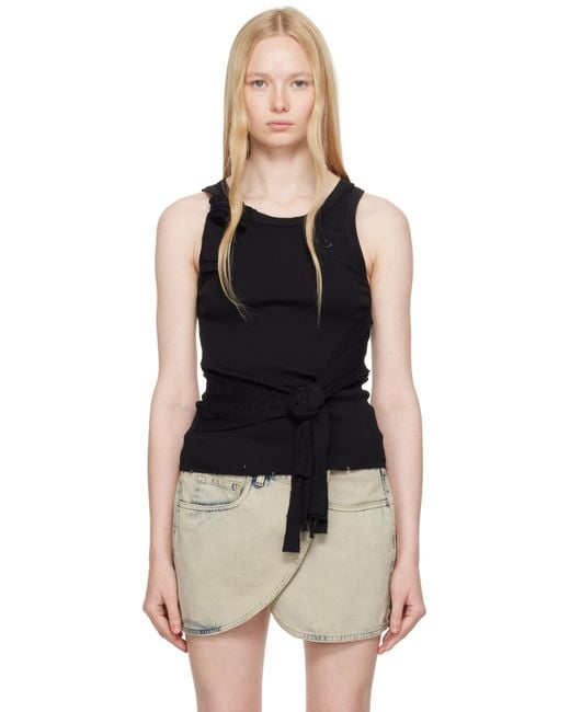 Coperni ブラック Distressed Rose リブタンクトップ Black