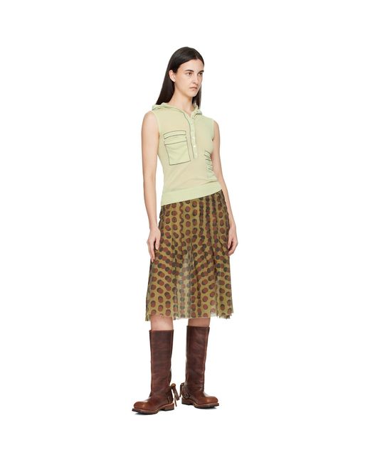 Edward Cuming Natural Khaki Optical Pleat Around Midi Skirt