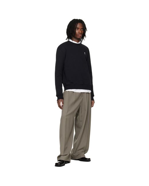 AMI Black Cotton Ami De Coeur Sweatshirt for men