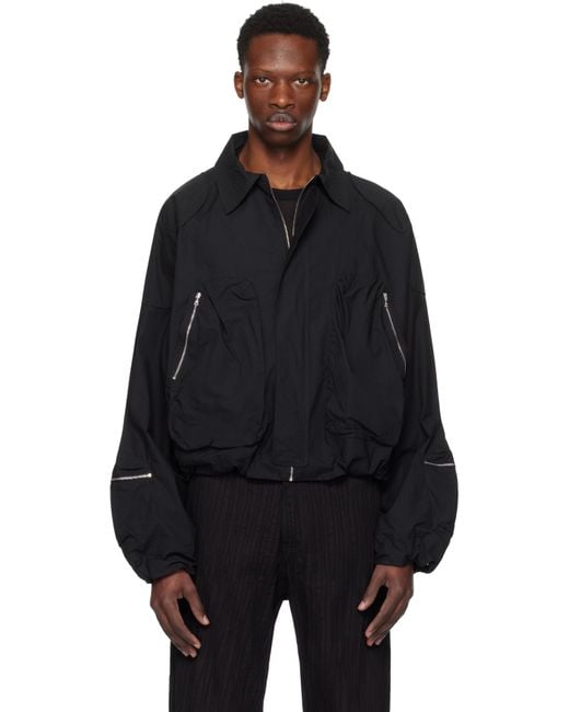 Tondolo Black Ventile Mushroom Bomber Jacket for men