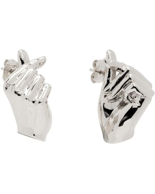 Y. Project White Mini Finger Heart Earrings for men