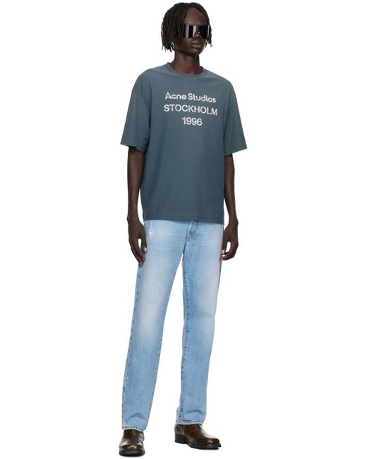 Acne Black Logo Relaxed Fit T-Shirt for men