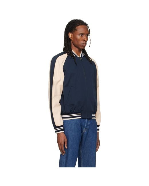 Valentino Blue Canvas & Fine Gabardine Bomber Jacket for men