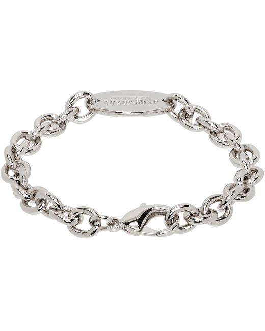 DSquared² Metallic Silver D2 Tag Chain Bracelet for men