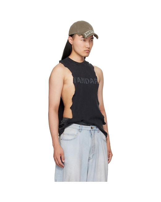 Balenciaga Black Ripped Tank Top for men