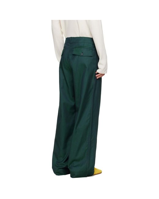 Sanderlak Green Tailored Drawstring Trousers for men
