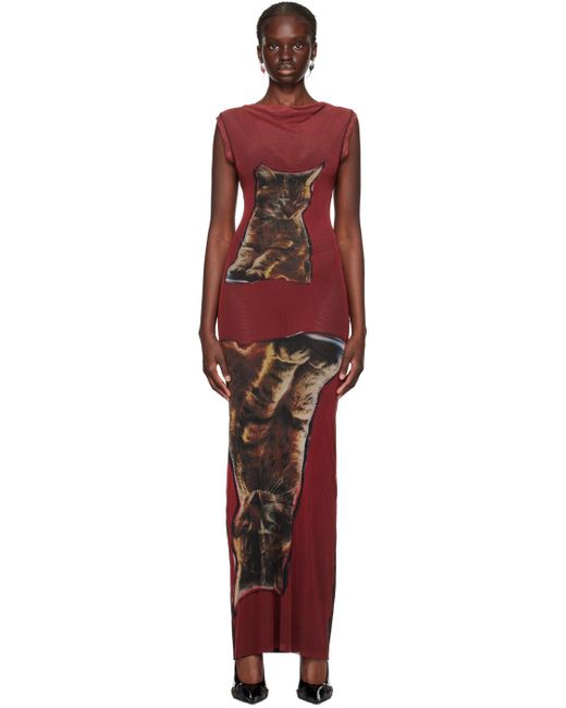 OTTOLINGER Black Red Cat Maxi Dress