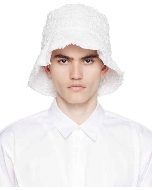 Comme des Garçons White Crochet Hat for men