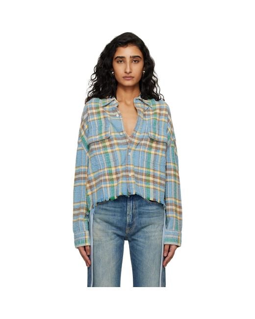 R13 Black Cropped Work Shirt