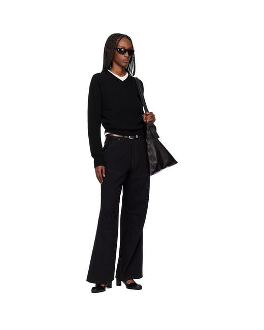 TONYWACK Black Wide-Leg Cotton Work Trousers
