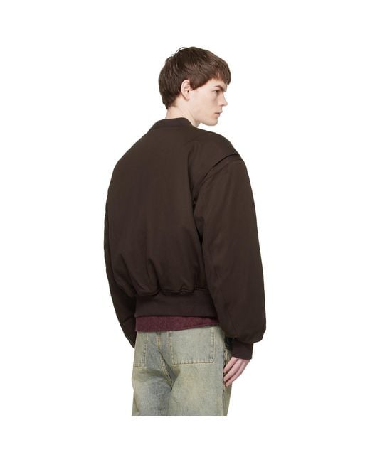 Entire studios Black Cropped Broad Bomber Jacket for men