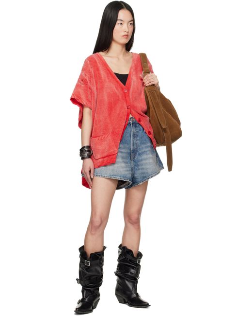 R13 レッド Sleeveless ボクシー カーディガン Red
