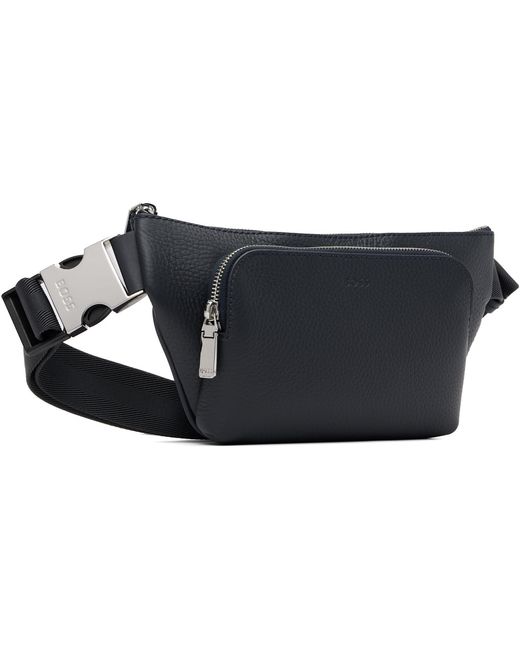 Boss Black Leather Belt Bag for men
