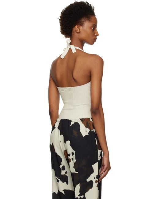 Dries Van Noten Black Off-white Halter Bodysuit