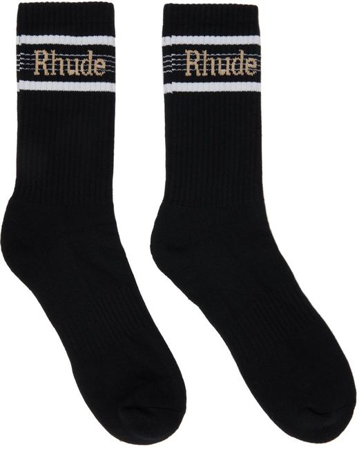 Rhude Black Stripe Sport Socks for men