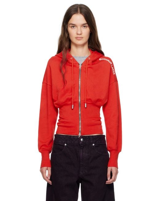 Eckhaus Latta Red Snatched Hoodie