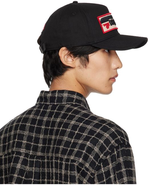 DSquared² Black Logo Patch Baseball Cap for men