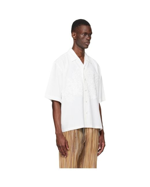 Homme Plissé Issey Miyake White Embroidery Press Shirt for men