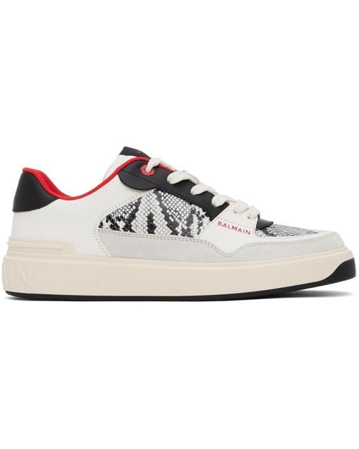 Balmain Black B-court Flip Snake-effect Sneakers for men