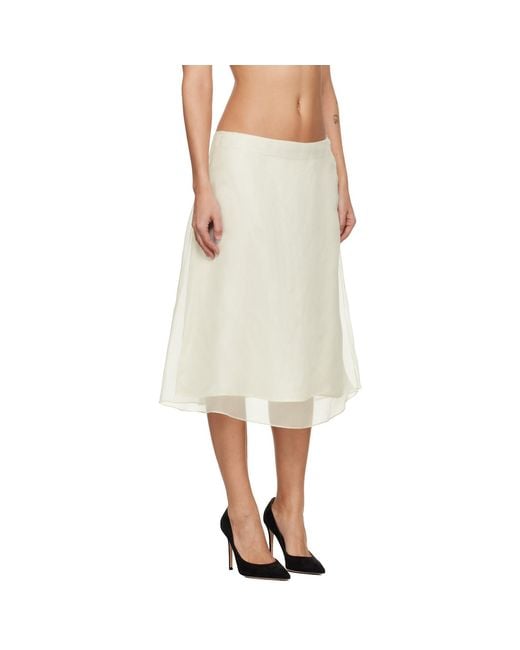 AMI Natural Off- Silk Sheer Trapeze Midi Skirt