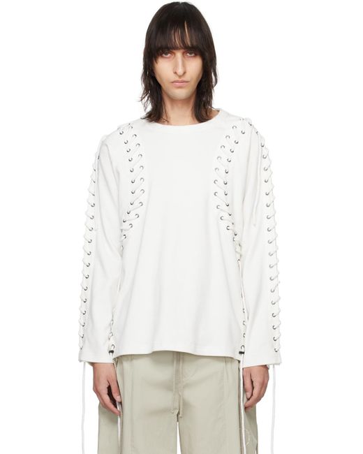 Craig Green White Craig Lace-up Long Sleeve T-shirt for men