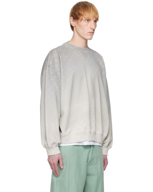 メンズ MARINE SERRE グレー Moon Faded フリース オーバーサイズ スウェットシャツ Black